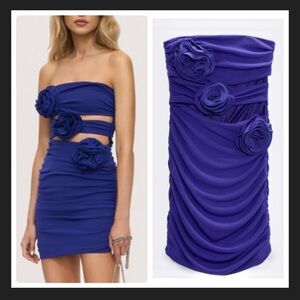 ZARA FLORAL DETAIL CUT-OUT DRESS